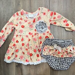 Floral Long Sleeve Dress with Bloomers